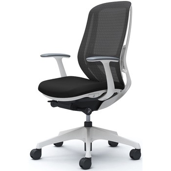 シルフィー 固定肘 背メッシュ ハイ ホワイトボディ ハンガー無 ランバー有 樹脂脚 - オカムラ(岡村製作所)