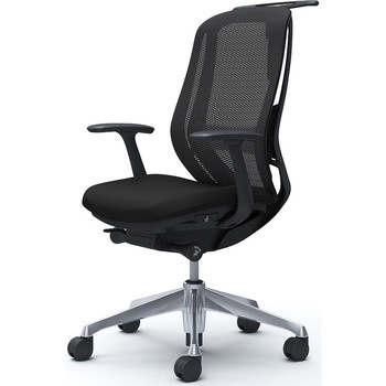 シルフィー 固定肘 背メッシュ ハイ ブラックボディ ハンガー有 ランバー有 アルミ脚 - オカムラ(岡村製作所)