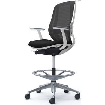 シルフィー 固定肘 背メッシュ ハイ ハイチェア ホワイトボディ ハンガー付 ランバー付 アルミ脚 オカムラ(岡村製作所)