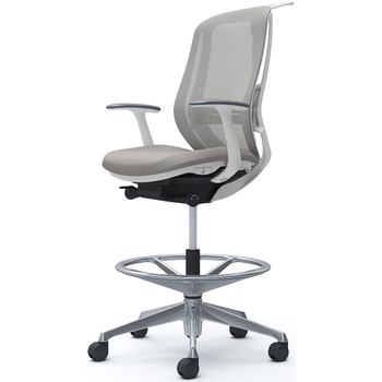シルフィー 固定肘 背メッシュ ハイ ハイチェア ホワイトボディ ハンガー付 ランバー付 アルミ脚 オカムラ(岡村製作所)