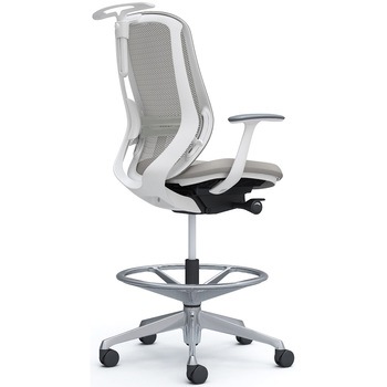 シルフィー 固定肘 背メッシュ ハイ ハイチェア ホワイトボディ ハンガー付 ランバー付 アルミ脚 オカムラ(岡村製作所)