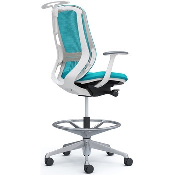 シルフィー 固定肘 背メッシュ ハイ ハイチェア ホワイトボディ ハンガー付 ランバー付 アルミ脚 オカムラ(岡村製作所)