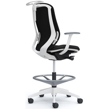 シルフィー 固定肘 背クッション ハイ ハイチェア ホワイトボディ ハンガー付 ランバー無 樹脂脚 オカムラ(岡村製作所)