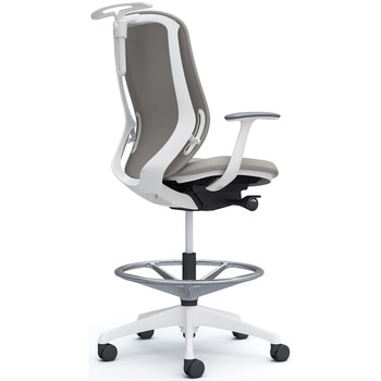 シルフィー 固定肘 背クッション ハイ ハイチェア ホワイトボディ ハンガー付 ランバー無 樹脂脚 オカムラ(岡村製作所)