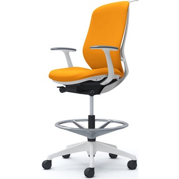 シルフィー 固定肘 背クッション ハイ ハイチェア ホワイトボディ ハンガー付 ランバー無 樹脂脚 オカムラ(岡村製作所)