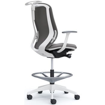 シルフィー 固定肘 背クッション ハイ ハイチェア ホワイトボディ ハンガー付 ランバー無 樹脂脚 オカムラ(岡村製作所)