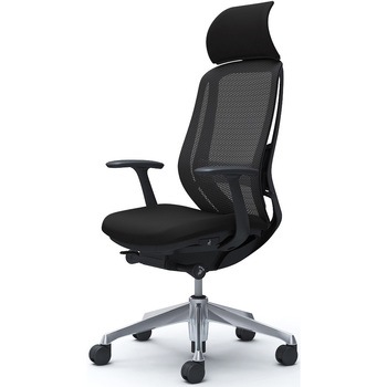 シルフィー固定肘 背メッシュEXハイ ブラックボディ ハンガー無 ランバー有 アルミ脚 - オカムラ(岡村製作所)