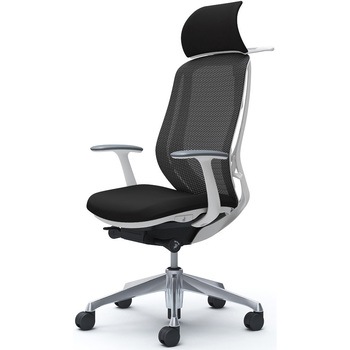 シルフィー固定肘 背メッシュEXハイ ホワイトボディ ハンガー有 ランバー無 アルミ脚 - オカムラ(岡村製作所)