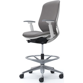 シルフィー 可動肘 背クッション ハイ ハイチェア ホワイトボディ ハンガー無 ランバー無 アルミ脚 オカムラ(岡村製作所)