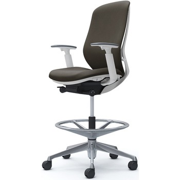 シルフィー 可動肘 背クッション ハイ ハイチェア ホワイトボディ ハンガー無 ランバー無 アルミ脚 オカムラ(岡村製作所)