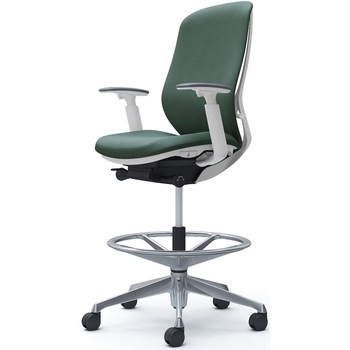 シルフィー 可動肘 背クッション ハイ ハイチェア ホワイトボディ ハンガー無 ランバー無 アルミ脚 オカムラ(岡村製作所)