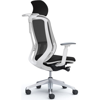 シルフィー可動肘 背メッシュEXハイ ホワイトボディ ハンガー有 ランバー無 アルミ脚 - オカムラ(岡村製作所)