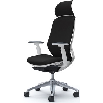 シルフィー可動肘 背クッションEXハイ ホワイトボディ ハンガー無 ランバー無 アルミ脚 オカムラ(岡村製作所)