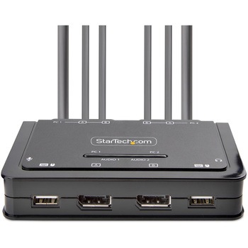 KVMスイッチ/2ポート/デュアルモニター/4K60Hz DisplayPort/1.5mケーブル/手元スイッチ&ホットキー切換/PC パソコン CPU切替器 StarTech.com