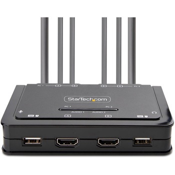KVMスイッチ/2ポート/デュアルモニター/4K60Hz HDMI/1.5mケーブル/バスパワー/手元スイッチ&ホットキー切換/PC パソコン CPU切替器 StarTech.com