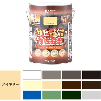 油性鉄部用S 油性塗料 (つやあり) サビの上から直接塗れる高性能鉄部用塗料 カンペハピオ