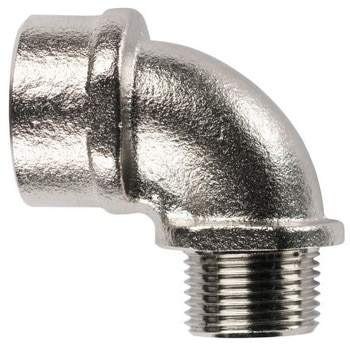 Nickel plated brass M50 threaded 90 degr Flexicon
