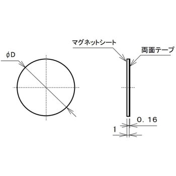 ネオジムマグネットシート 丸型 両面テープ付 ラクテム