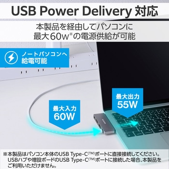 ドッキングステーション TypeCハブ 4-in-1 PD 55W出力 USB-C×1 USB-A×1 HDMI×1 4極ミニ×1 エレコム