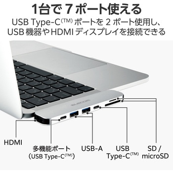ドッキングステーション ハブ 6-in-1 PD 55W出力 Type-C×1 USB-A×1 HDMI×1 4極ミニ×1 エレコム