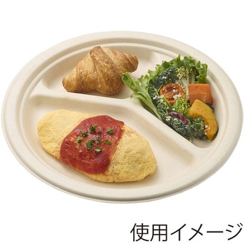 紙皿 バガスペーパーウェア 深型プレート3仕切 HEIKO