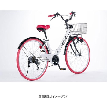 ※3月2日まで出品予定※ シティサイクル 赤 6段変速ギア　折りたたみ 折りたたみシティサイクル 6段変速 カゴ・カギ・ライト付き