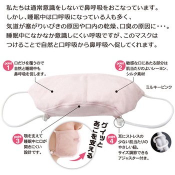 快眠鼻呼吸マスク ミルキーピンク アルファックス