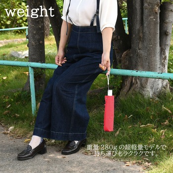 折りたたみ傘 ヌヴィレ 53cm 自動開閉 ポンジ レッド スギハラ(SUGIHARA)