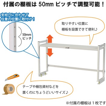 ロジスタンド/基本形_棚付き_ワークテーブル150・LABシリーズ用 山金工業