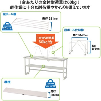 ロジスタンド/段ボール棚セット付き_ワークテーブル150・LABシリーズ用 山金工業