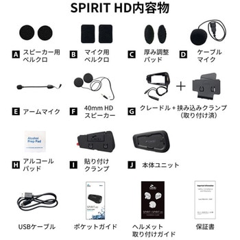SPRT0002 バイク用インカム SPIRIT HD Cardo(カルド) 寸法47×78