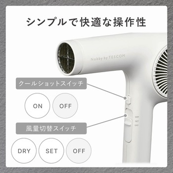 ヘアドライヤー プロテクトイオン 軽量 小型 静電気抑制 高性能フィルター お手入れ簡単 水洗いOK ラク抜きプラグ Nobby by TESCOM テスコム