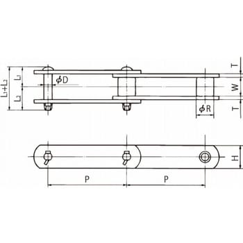 RF6205S-SS-2LK1-L ステンレス大形コンベヤチェーン(SS仕様)Sローラー