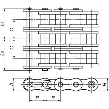 RS08B-3-RP-U BSローラチェーン(ISO606規格品・Bシリーズ) 1個 椿本