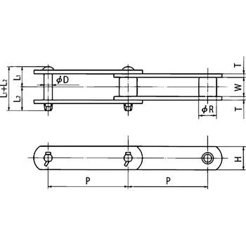 汎用大形コンベヤチェーン(DT仕様) Sローラ RF10125 椿本チエイン