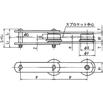 汎用大形コンベヤチェーン(DT仕様) Fローラ RF12200 ピッチ200mmリンク内幅37.1mm
