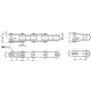 RF2100R-1LK1-L バイピッチチェーン K1 1リンク 椿本チエイン 【通販