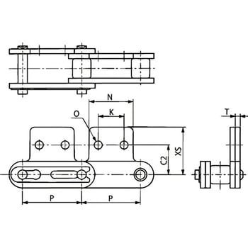 RF2060-SS-A2-JL ステンレスバイピッチチェーン(SS仕様) 継手リンク 1