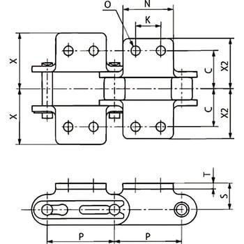 RF2060-SS-A2-JL ステンレスバイピッチチェーン(SS仕様) 継手リンク 1