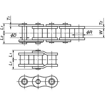 RS40B-1-2POL BSローラチェーン(ISO606規格品・Bシリーズ) 1個 椿本