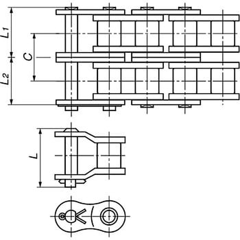 RS40B-2-OL BSローラチェーン(ISO606規格品・Bシリーズ) 1個 椿本