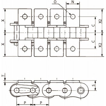 RS60-AS-10LK1-L ステンレスアタッチメント付 RS形チェーン(AS仕様) 1