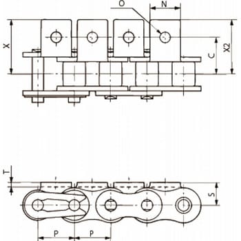 RS60-AS-5LA1-L ステンレスアタッチメント付 RS形チェーン(AS仕様) 1