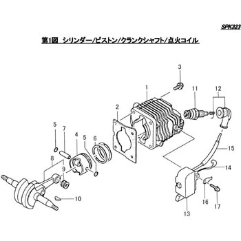 SPK323シリン  シリンダー・ピストン・クランクシャフト・点火コイル シングウ(新宮商行)