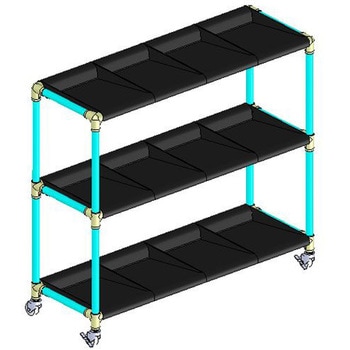 イレクター製長靴ラック4列3段 12足用 ブラックトレイ 矢崎化工