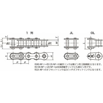 コーティングドライブチェーン(NP仕様) 椿本チエイン 標準ローラーチェーン 【通販モノタロウ】