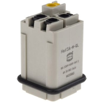 Harting 電源コネクタインサート Han A シリーズ オス 10A 600 V 3 A ハーティング