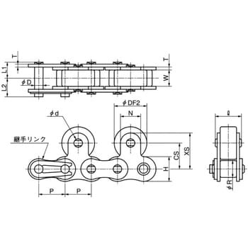 トップローラ付 RS形チェーン 椿本チエイン 標準ローラーチェーン