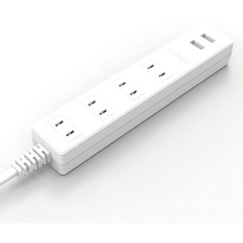 USB付き電源タップ 延長コード 抗菌仕様ホワイト色 TOPLAND