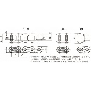 RS50-NP-1-RP-U コーティングドライブチェーン(NP仕様) 1個 椿本